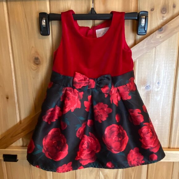 The Children's Place Toddler Girl Sleeveless Red Holiday Dress Sz 2T with Jacket - Picture 1 of 6